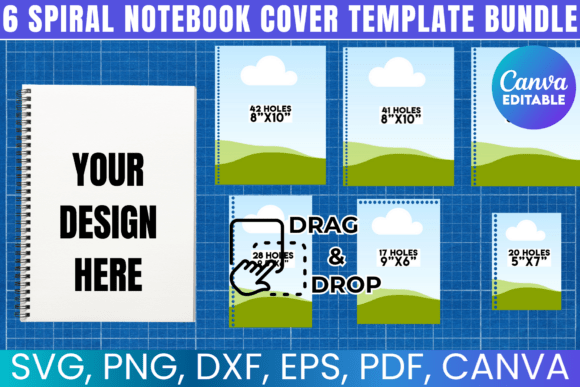 6 Spiral Notebook Cover Template Bundle