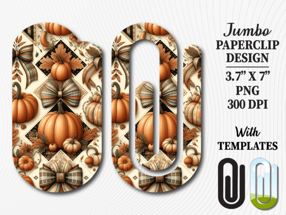 Autumn Pumpkin Bow Jumbo Paperclip Graphics & Crafts