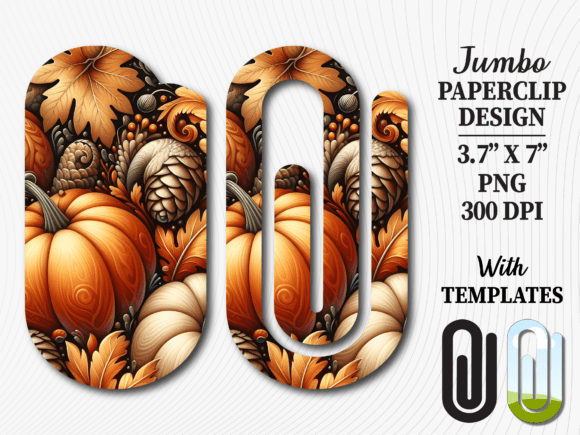 Autumn Pumpkin Leaf Jumbo Paperclip Graphics