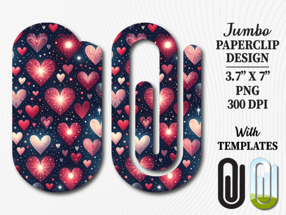 Blue Glowing Heart Jumbo Paperclip Graphics