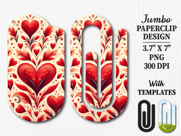 Bold Red Heart Jumbo Paperclip PNG: Graphics for Crafts & Content