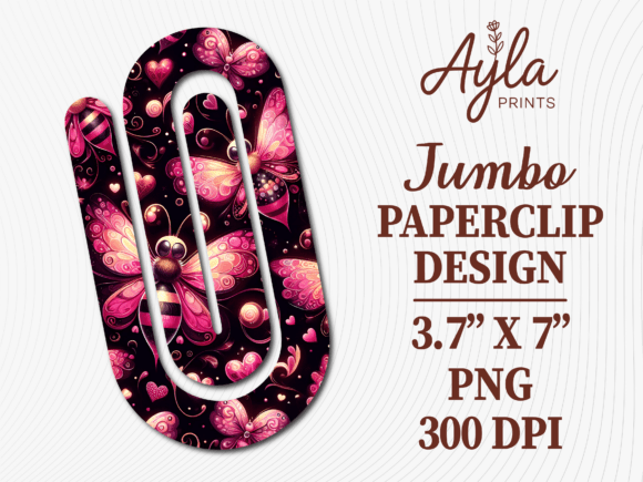 Butterfly Pink Pattern Jumbo Paperclip