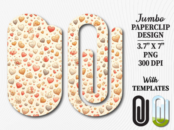 Cream Mini Hearts Jumbo Paperclip Design