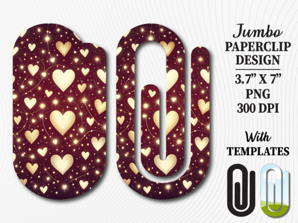 Dark Gold Sparkle Heart Jumbo Paperclip: Graphics for Crafts