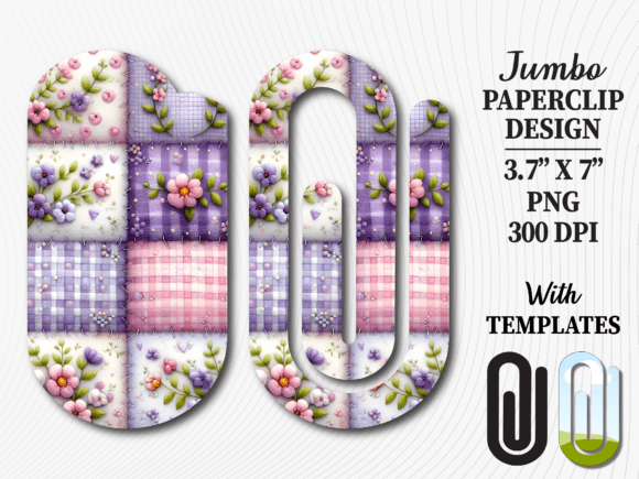 Floral Patchwork Quilt Jumbo Paperclip: Graphics for Crafts