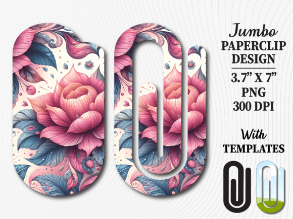 Floral Rose Botanical Jumbo Paperclip Graphics for Crafts