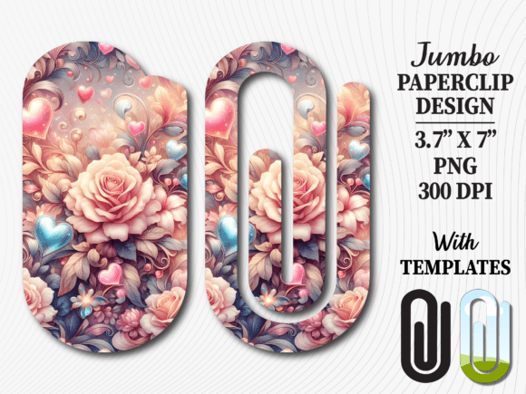 Floral Rose Garden Jumbo Paperclip PNG: Graphics for Crafts