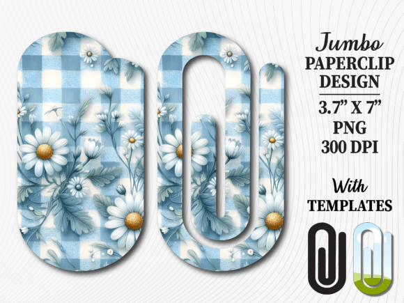 Gingham Daisy Flower Jumbo Paperclip: Graphics for Crafts