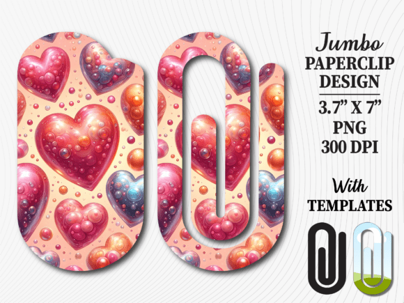 Glitter Sparkle Heart Jumbo Paperclip Graphics