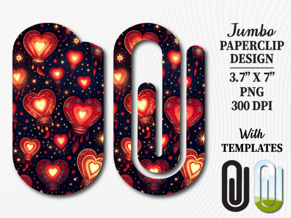 Glow Heart Night Sky Jumbo Paperclip PNG: Graphics for Crafts & Content