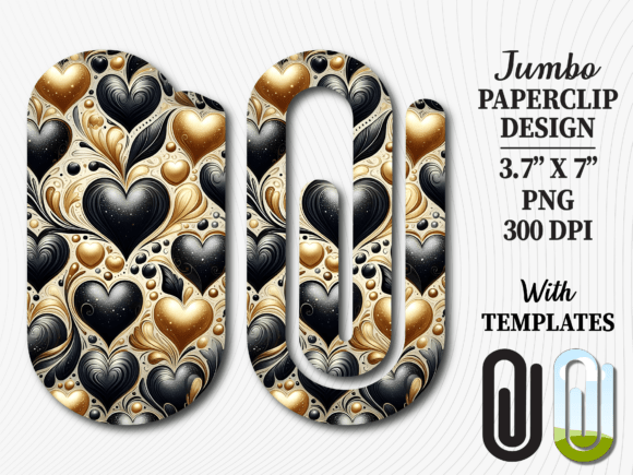 Heart Black Gold Luxury Jumbo Paperclip Graphics
