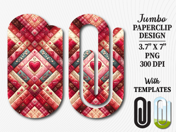 Heart Geometric Patch Jumbo Paperclip Graphics