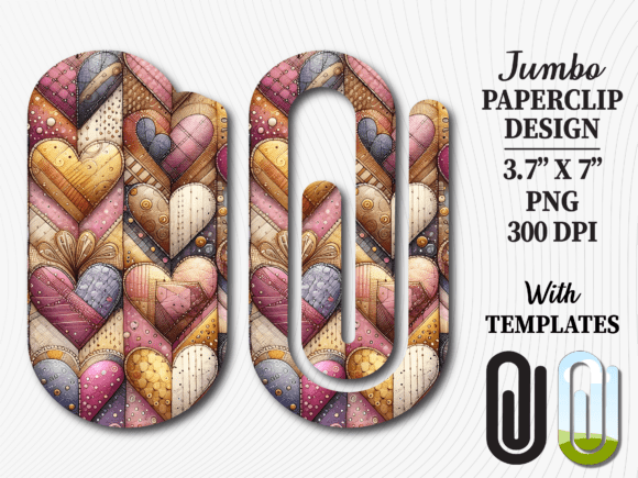 Knit Heart Pattern Jumbo Paperclip Graphics for Crafts