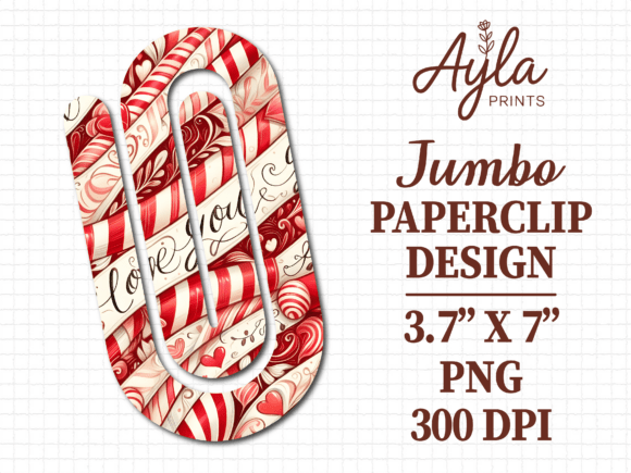 Love You Candy Cane Jumbo Paperclip