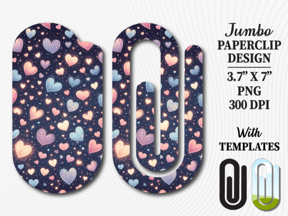 Navy Pink Pastel Heart Jumbo Paperclip Graphics & Crafts