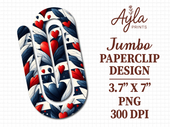 Navy Red Heart Art Jumbo Paperclip: Graphics for Crafts & Local Branding
