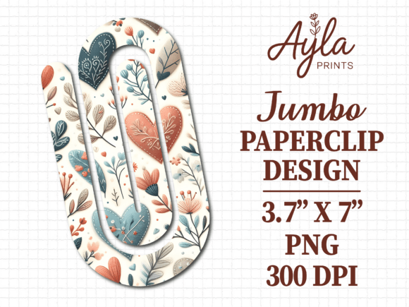 Pastel Floral Love Jumbo Paperclip PNG: Graphics for Crafts & Branding