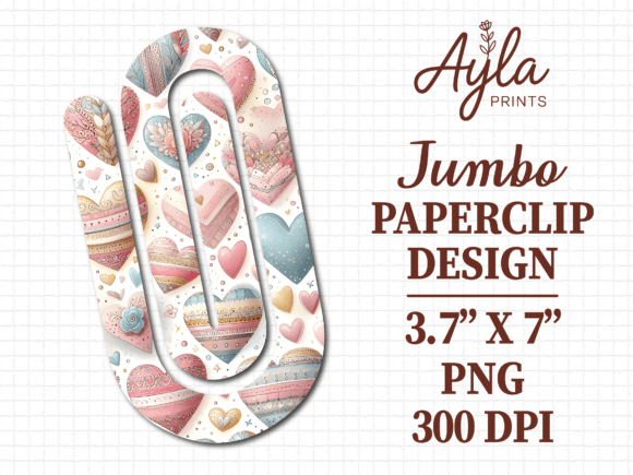 Pastel Watercolor Heart Jumbo Paperclip Graphics