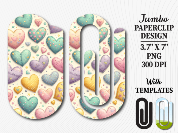 Pastel Watercolor Hearts Jumbo Paperclip Graphics for Crafts