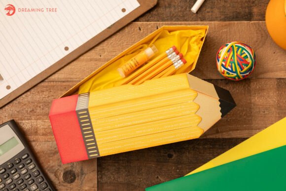 Pencil Perfect Box SVG: 3D School Craft Asset