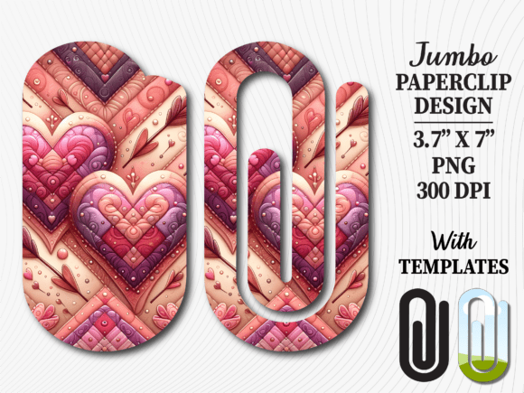 Pink Boho Tribal Heart Jumbo Paperclip Graphics & Crafts