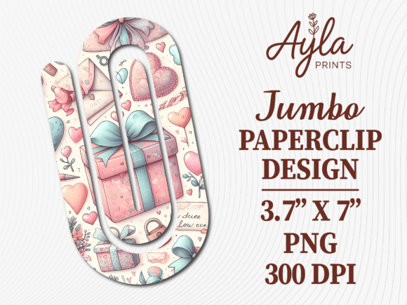 Pink Gift Box Ribbon Jumbo Paperclip: Graphics for Crafts & Content