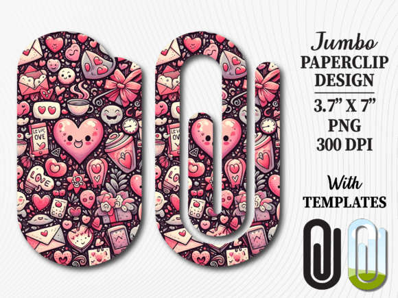 Pink Kawaii Doodle Jumbo Paperclip Graphics for Crafts