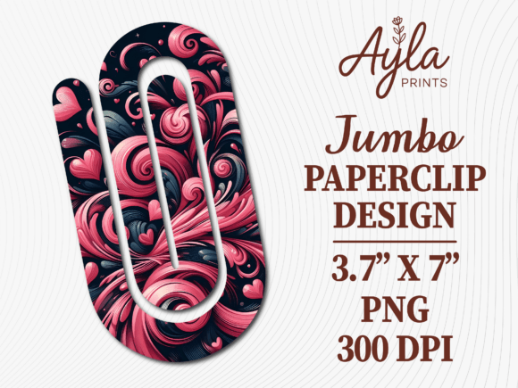 Pink Swirl Floral Jumbo Paperclip Graphics for Crafts