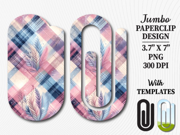 Plaid Feather Pattern Jumbo Paperclip: Graphics for Crafts & Content