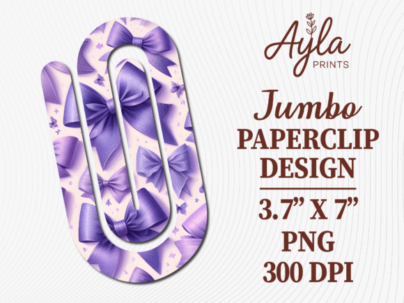 Purple Bow Pattern Jumbo Paperclip: Graphics for Crafts & Content