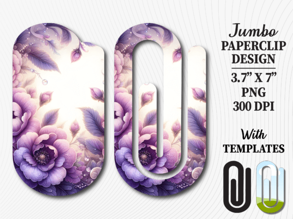 Purple Floral Rose Bloom Jumbo Paperclip Graphics