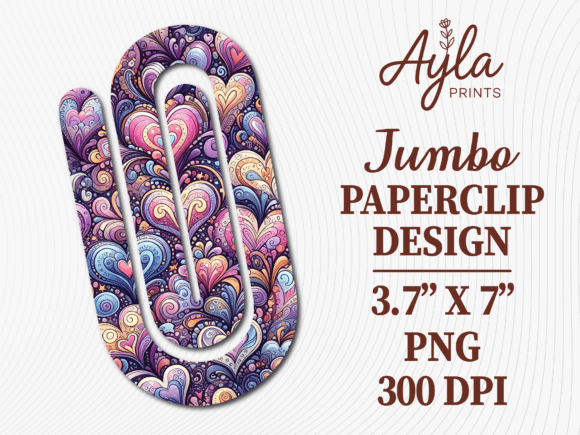 Purple Valentines Day Heart Paperclip: Graphics for Tumbler Wraps