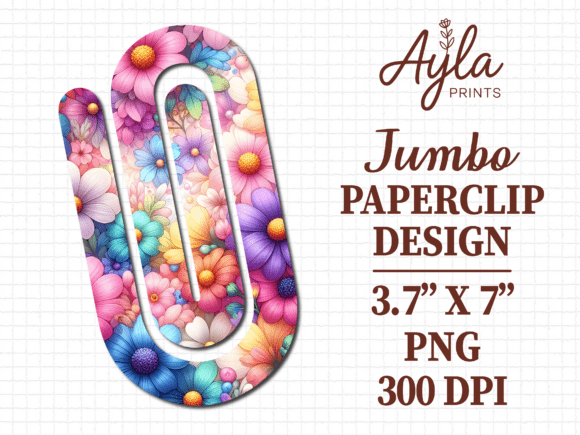 Rainbow Floral Bubbles Jumbo Paperclip: Graphics & Crafts