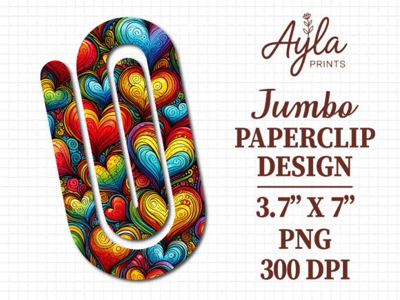 Rainbow Swirl Heart Jumbo Paperclip PNG: Graphics for Crafts & Creative Brands