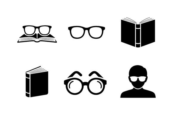 Reading Study Icon Set EPS Graphics and Icons