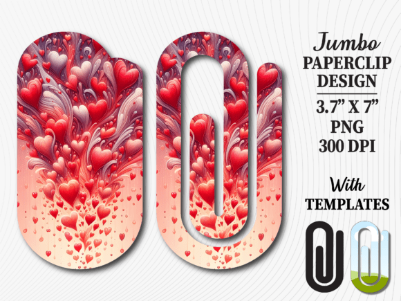 Red Gradient Hearts Jumbo Paperclip PNG