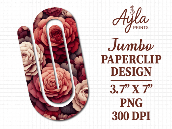 Red Rose Flower Jumbo Paperclip Graphics for Crafts