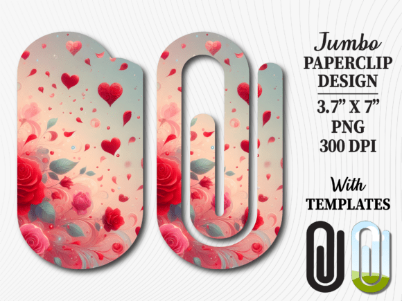 Red Rose Petals Heart Jumbo Paperclip Graphics