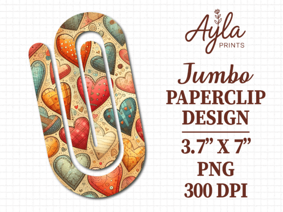 Retro Heart Abstract Jumbo Paperclip Graphics for Crafts