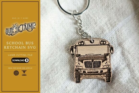 School Bus Keychain SVG for Laser Cutting & Keychains