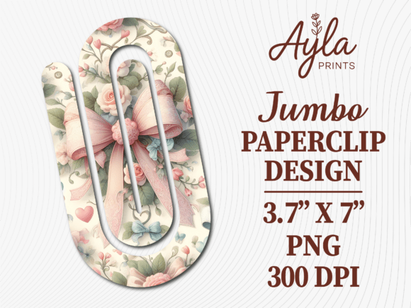 Shabby Chic Floral Bow Jumbo Paperclip Graphics