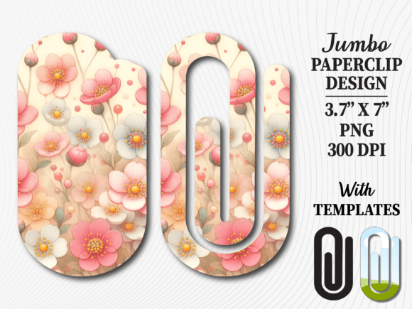 Soft Floral Garden Jumbo Paperclip: Graphics for Crafts & Local Branding