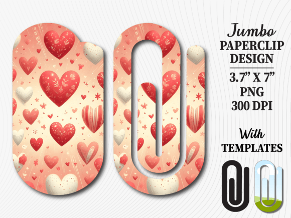 Soft Pink Love Heart Jumbo Paperclip PNG: Graphics for Crafts & Content