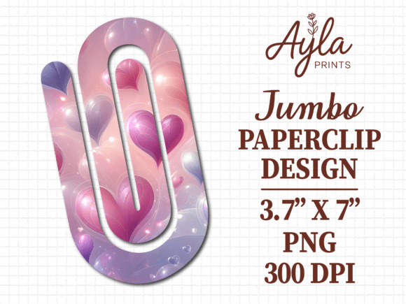Soft Pink Purple Heart Jumbo Paperclip