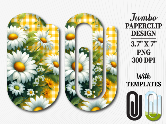 Summer Daisy Gingham Jumbo Paperclip: Graphics & Crafts