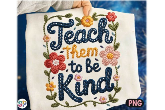 Teach Them to Be Kind Faux Yarn Shirt Graphics