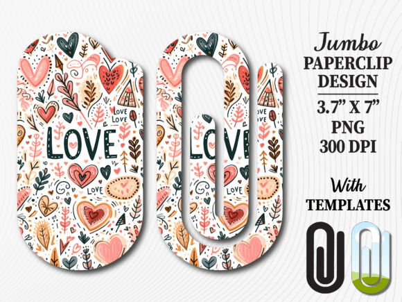 Valentines Day Doodle Jumbo Paperclip Graphics