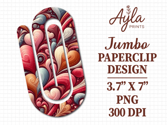Valentines Red Hearts Jumbo Paperclip Graphics
